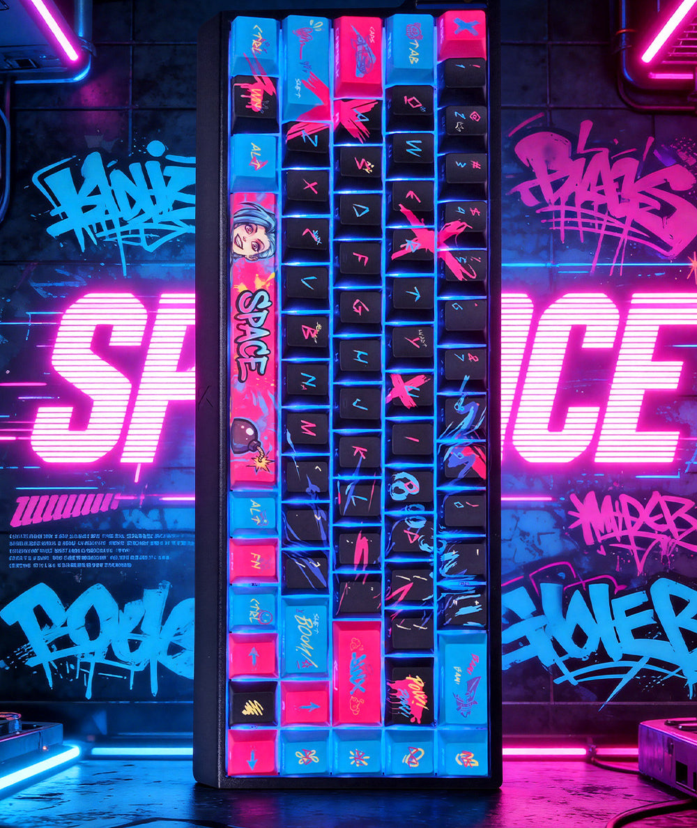 Jinx Themed Dual Legends PBT Keycaps
