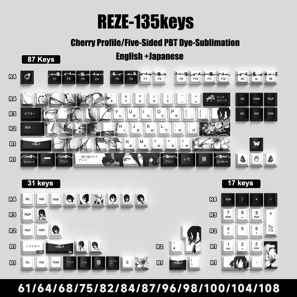 Chainsaw Man Reze Themed PBT Keycaps