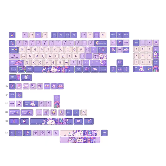 AJAZZ Cute Rabbit Purple Themed PBT Keycaps