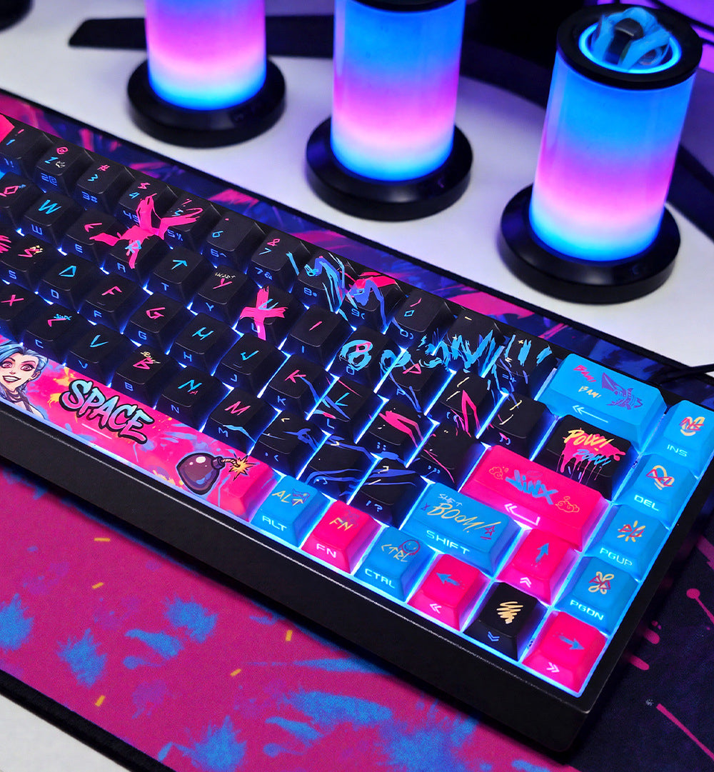 Jinx Themed Dual Legends PBT Keycaps