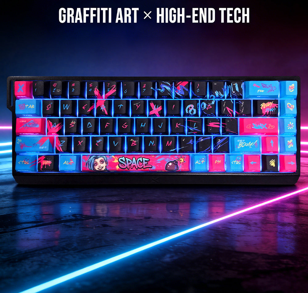 Jinx Themed Dual Legends PBT Keycaps