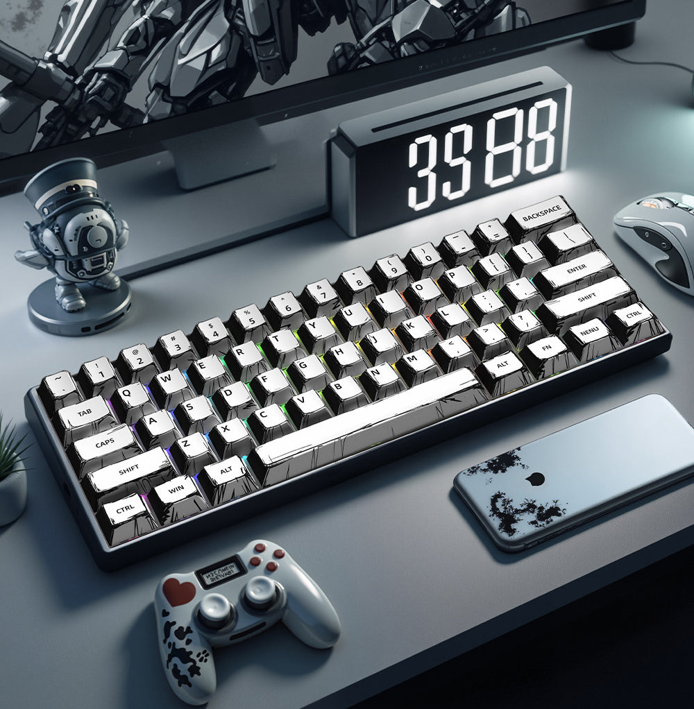 Manga Adaptation Comic Themed PBT Keycaps [Black & White]