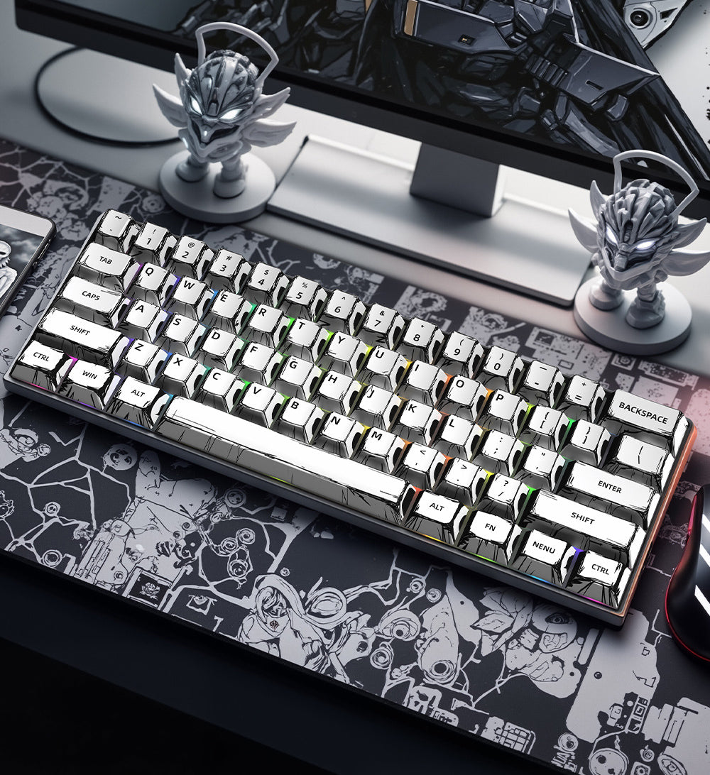 Manga Adaptation Comic Themed PBT Keycaps [Black & White]