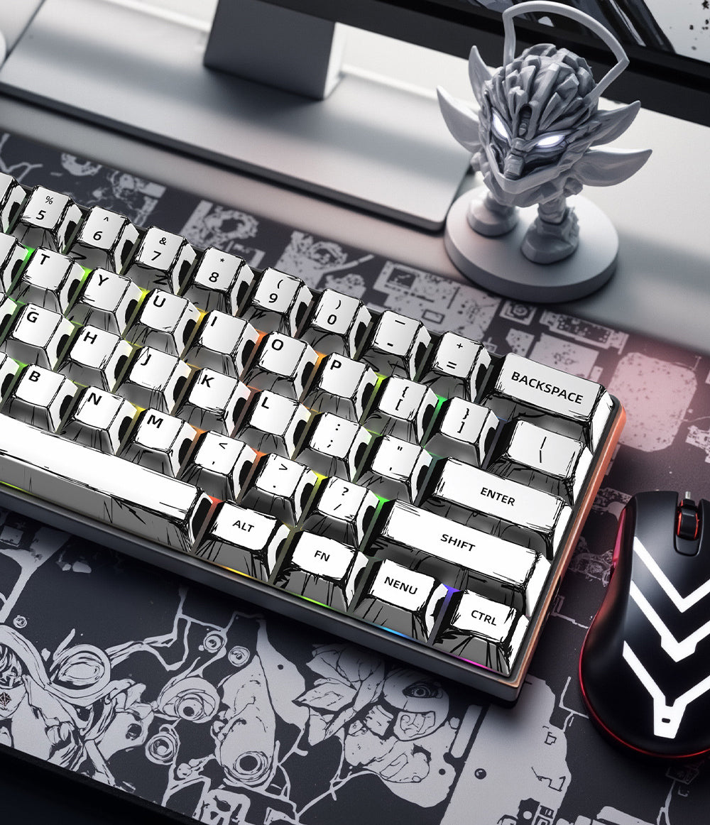Manga Adaptation Comic Themed PBT Keycaps [Black & White]