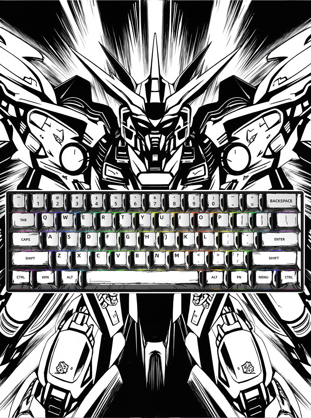 Manga Adaptation Comic Themed PBT Keycaps [Black & White]
