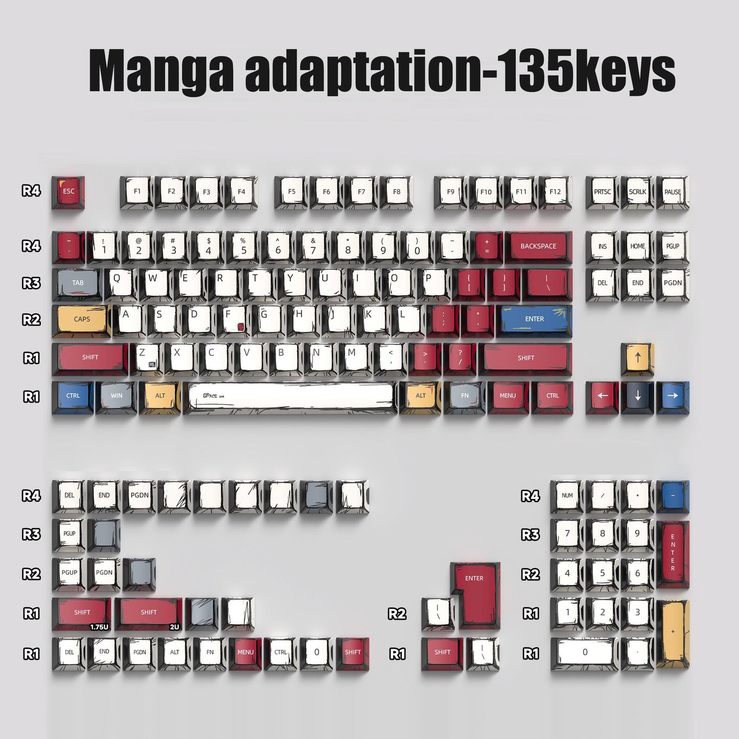 Manga Adaptation Comic Themed PBT Keycaps [Multi Color]